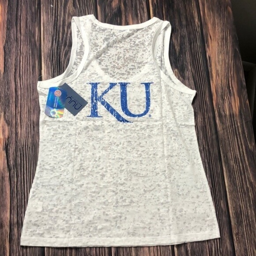 NUYU KU Kansas University Jayhawks NEW Oversized Tank Top Burnout Size Large